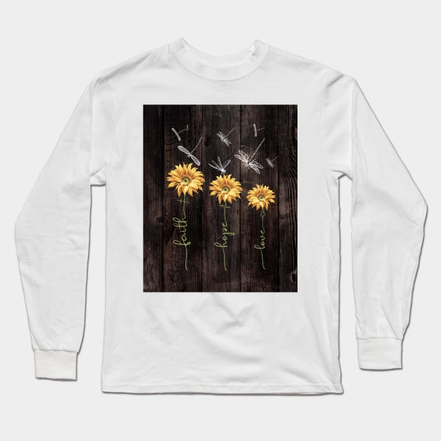 Faith Hope Love Long Sleeve T-Shirt by Dojaja